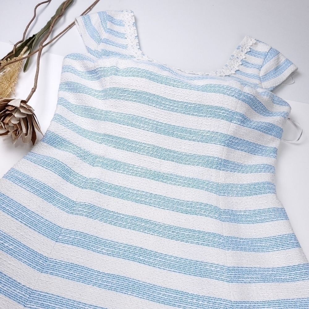 Lilly Pulitzer Blue Whie Stripe Gold Spark Dress Size 8 - Picture 8 of 11